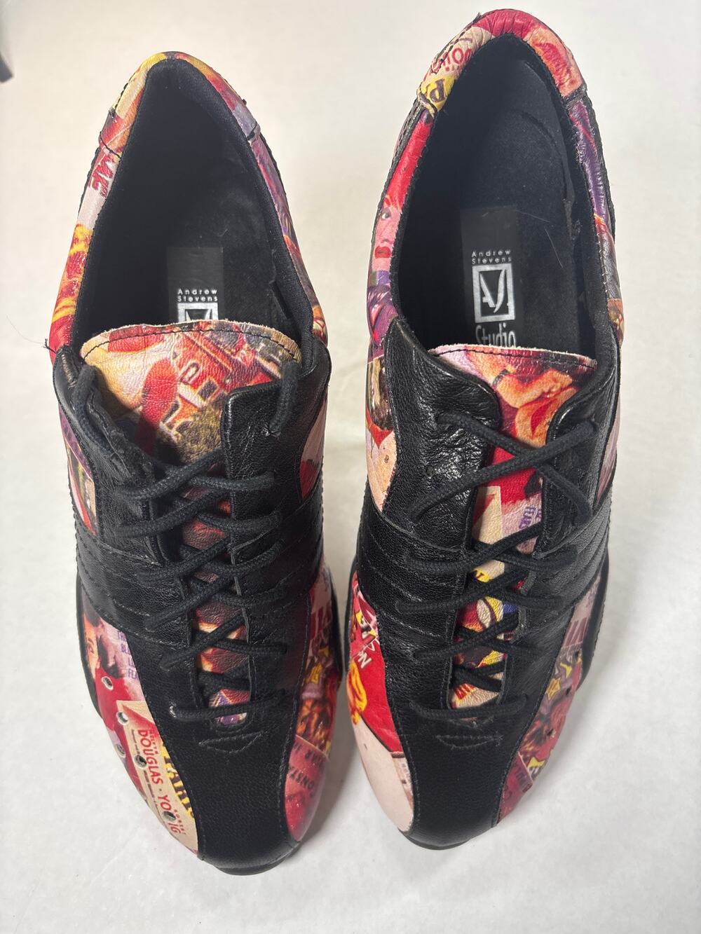 Vintage Andrew Stevens Studio Kelly Photo Print Lace Up Shoes-Size 8